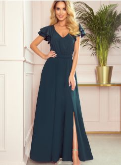  Robe de soirée longue fluide femme  verte
