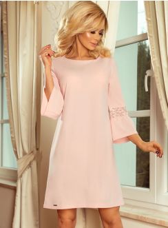Robe rose pastel à manches en dentelle Margaret
