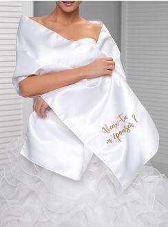 Demande en mariage : Étole satin femme brodée  "Veux-tu m'épouser?"
