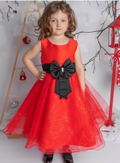 Robe de Noël / soirée fille Katia rouge et noire