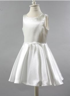 Robe de mariage enfant en satin fushia ou gris argent