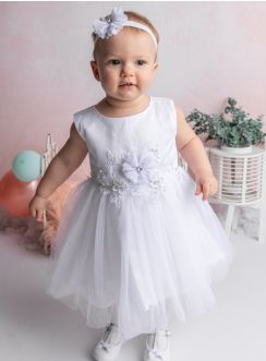 robe de baptême + bandeau Clarisse