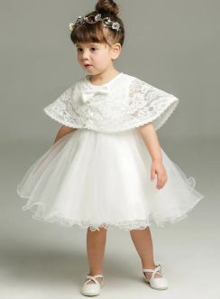 robe mariage bapteme bébé fille pas cher avec cape dentelle