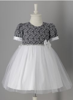 Robe de Cérémonie fille Léonie noir et blanc