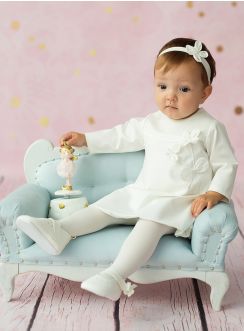 Robe baptême hiver bébé avec fleurs