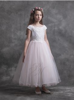 Robe cérémonie mariage fille rose pale