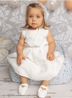robe baptême dentelle avec bonnet béguin dentelle ivoire