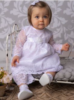 Robe de baptême + bloomer dentelle