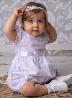 barboteuse baptême bébé fille dentelle
