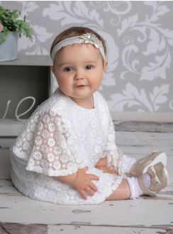 Robe de baptême ou mariage bébé fille dentelle blanche