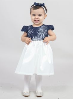 Robe cérémonie petite fille dentelle couleur + bandeau