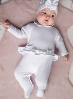 Pyjama blanc baptême bébé fille Anna