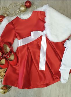 Tenue Noël Fille Robe + Cape + Collants