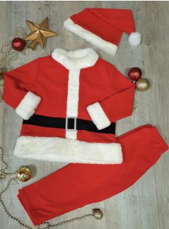 Tenue costume père Noël enfant + bonnet