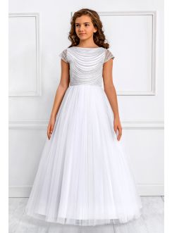 Robe cérémonie enfant Manuella - Collection Luxe mariage baptême communion blanche