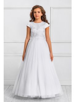 Robe de cérémonie fille collection Luxe modèle Daniella blanche mariage baptême communion