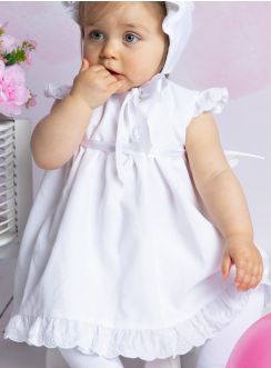 Robe de baptême courte pour bébé fille petite épaule dentelle