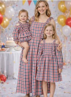 Robe mère et fille en coton écossais