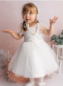 Robe et bonnet baptême dentelle Constance