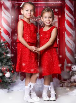 robe de soirée noel pas chere rouge pour enfant