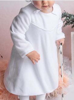 robe baptême hiver blanche manches longues