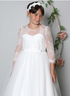 Robe cérémonie fille princesse Zélie dentelle ivoire