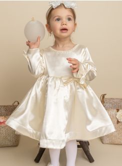 Robe baptême fille petite fille et bébé manches longues Nelly