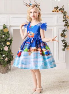 Robe de Noà«l fille avec motif imprimée monde de Noel