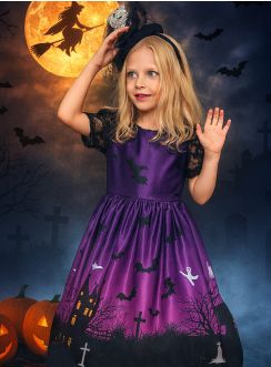 Tenue d'Halloween Robe chic Imprimée Chauve-souris