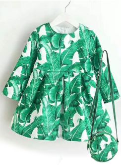 Robe verte enfant avec petit sac