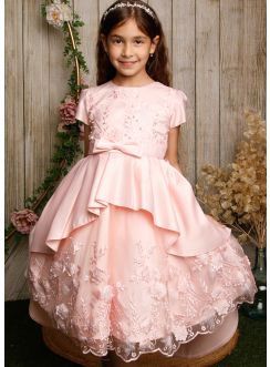 robe demoiselle d'honneur fille céleste rose robe mariage enfant pas chère