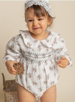 Barboteuse bébé fille coton gaz baptême