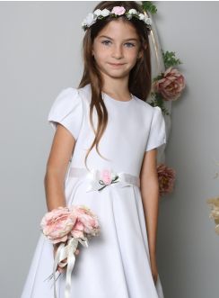 Robe Naomie avec ceinture satin et fleurs
