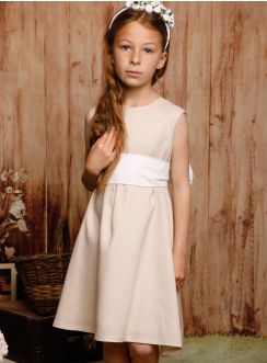 Robe lin fille collection Noam avec ceinture de cortège large