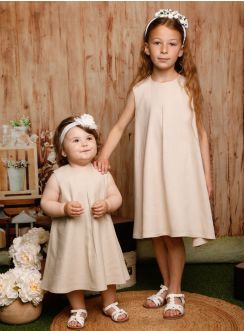 robe cérémonie fille lin beige - mariage enfant