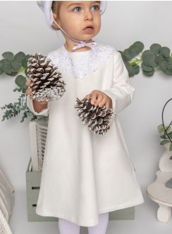 Robe de Baptême manche longue pour fille hiver