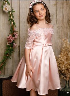 Robe cérémonie princesse fille Lyanna manches longues