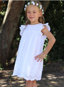 Robe baptême blanche coton brodée modèle Ange