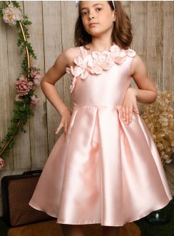 Robe de cérémonie fille Rose avec fleur pas chere