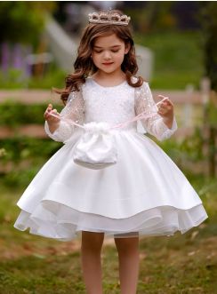Robe cérémonie paillette manches longues fille