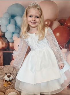 Robe cérémonie paillette manches longues fille