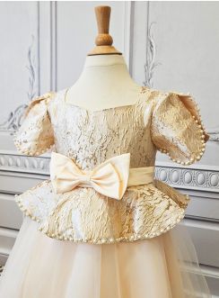 Robe cérémonie fille princesse dorée
