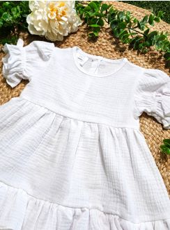 Robe baptême bébé coton de gaze