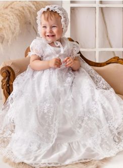robe de baptême longue traditionnelle et de haute qualité