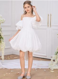 Robe de cérémonie fille bouffante et manches tombantes