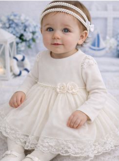Robe bébé dentelle manches longues
