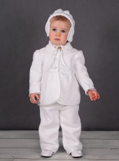 Tenue bapteme fille hiver polaire et dentelle Aglaé