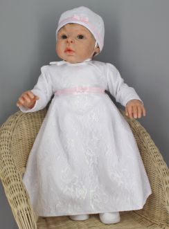 Robe de baptême bébé fille en dentelle avec bonnet "Lina"