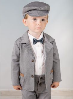 Costume marige bébé gris top tendance avec béret