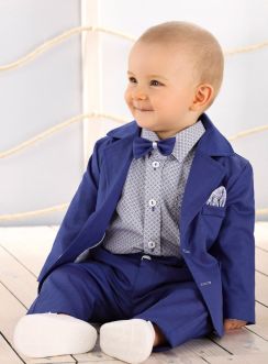 Costume mariage pour bébé bleu roy complet 4 pièces